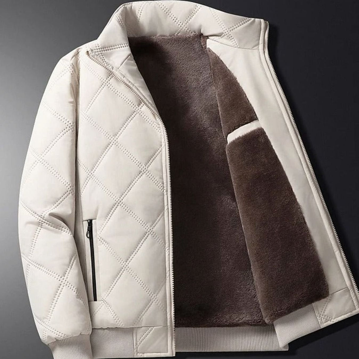 Men's Winter Jackets with Quilted Shell and Fleece Lining Bomber
