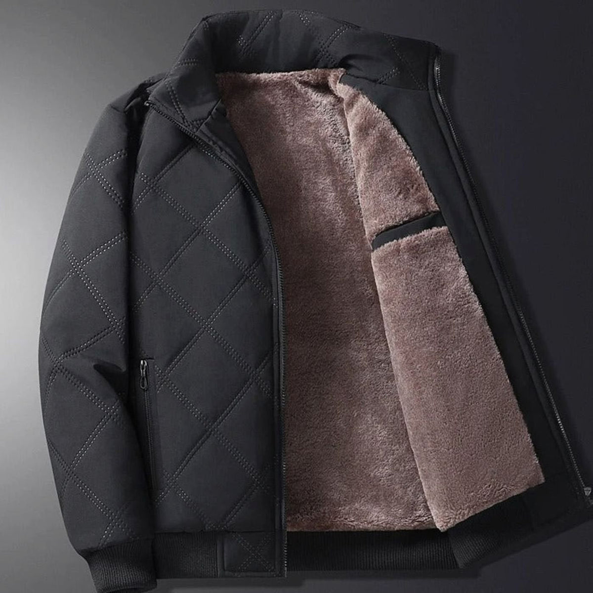 Men's Winter Jackets with Quilted Shell and Fleece Lining Bomber