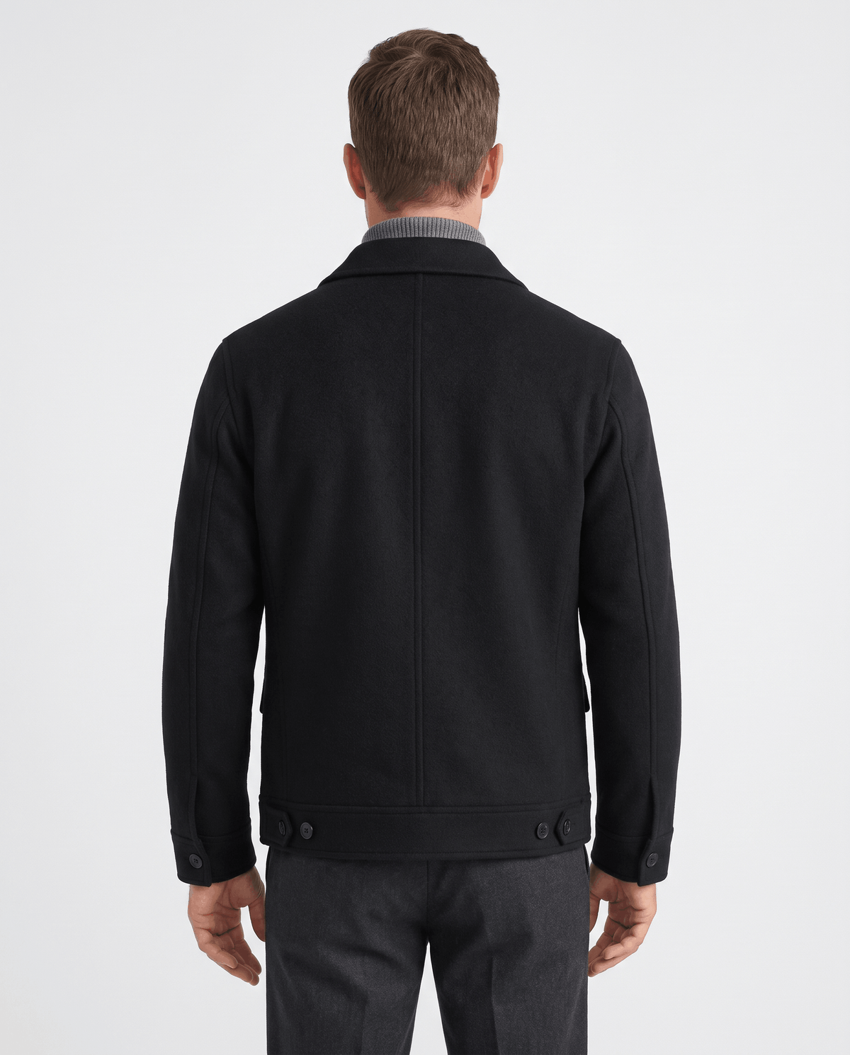 Wool-Blend Chore Jacket – Double-Faced, Point Collar & Flap Pockets | Osvaldo