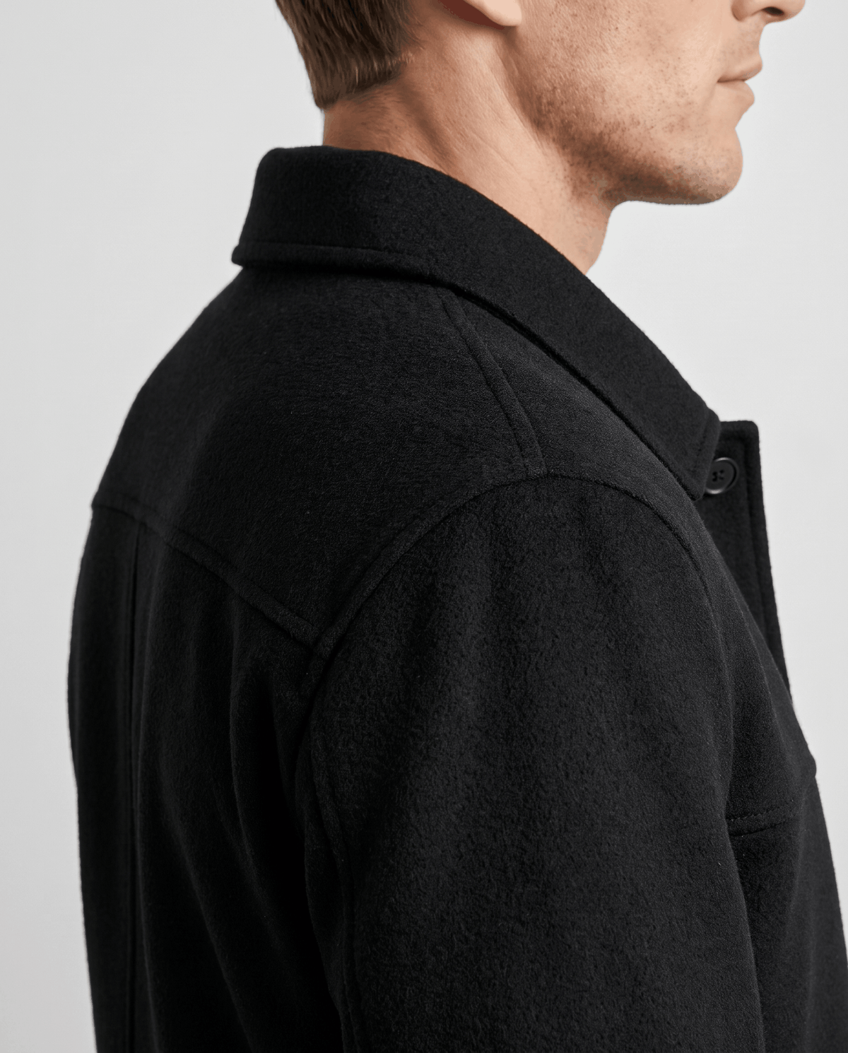 Wool-Blend Chore Jacket – Double-Faced, Point Collar & Flap Pockets | Osvaldo