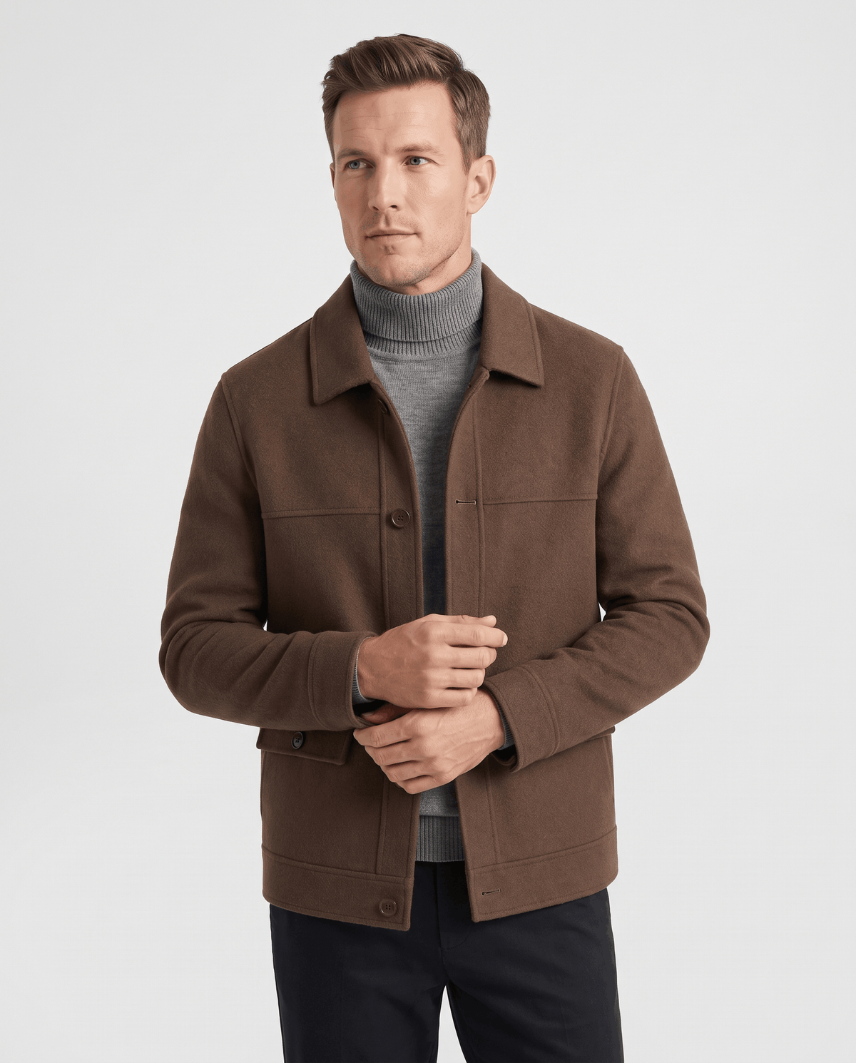 Wool-Blend Chore Jacket – Double-Faced, Point Collar & Flap Pockets | Osvaldo