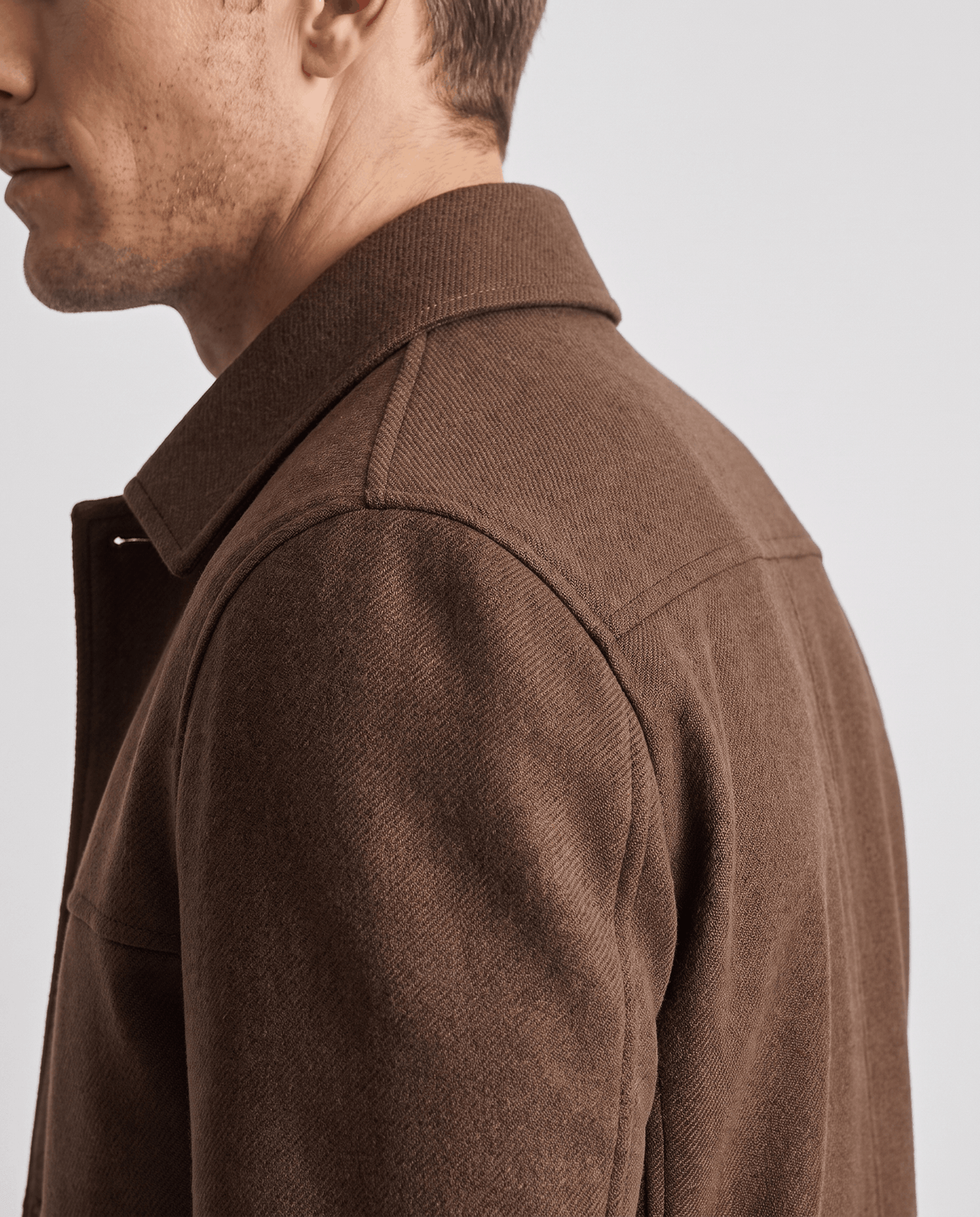 Wool-Blend Chore Jacket – Double-Faced, Point Collar & Flap Pockets | Osvaldo