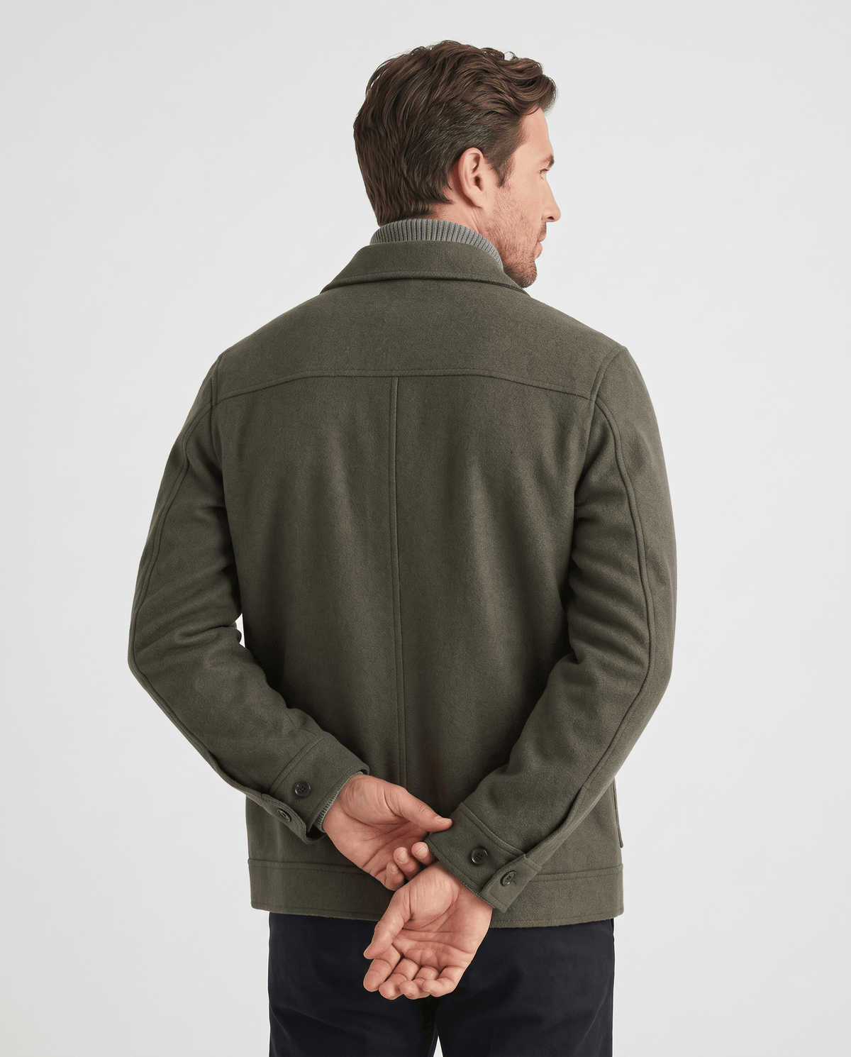 Wool-Blend Chore Jacket – Double-Faced, Point Collar & Flap Pockets | Osvaldo