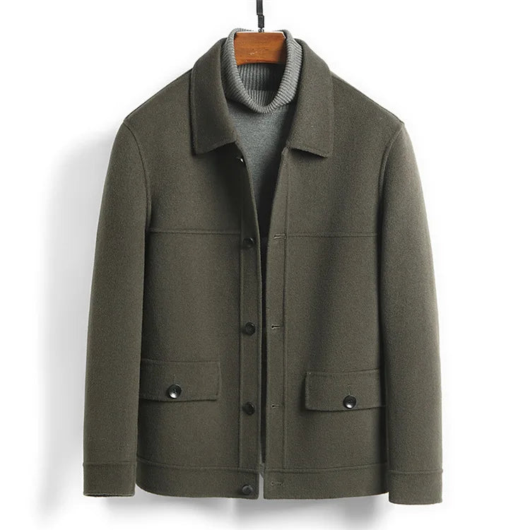 Wool-Blend Chore Jacket – Double-Faced, Point Collar & Flap Pockets | Osvaldo