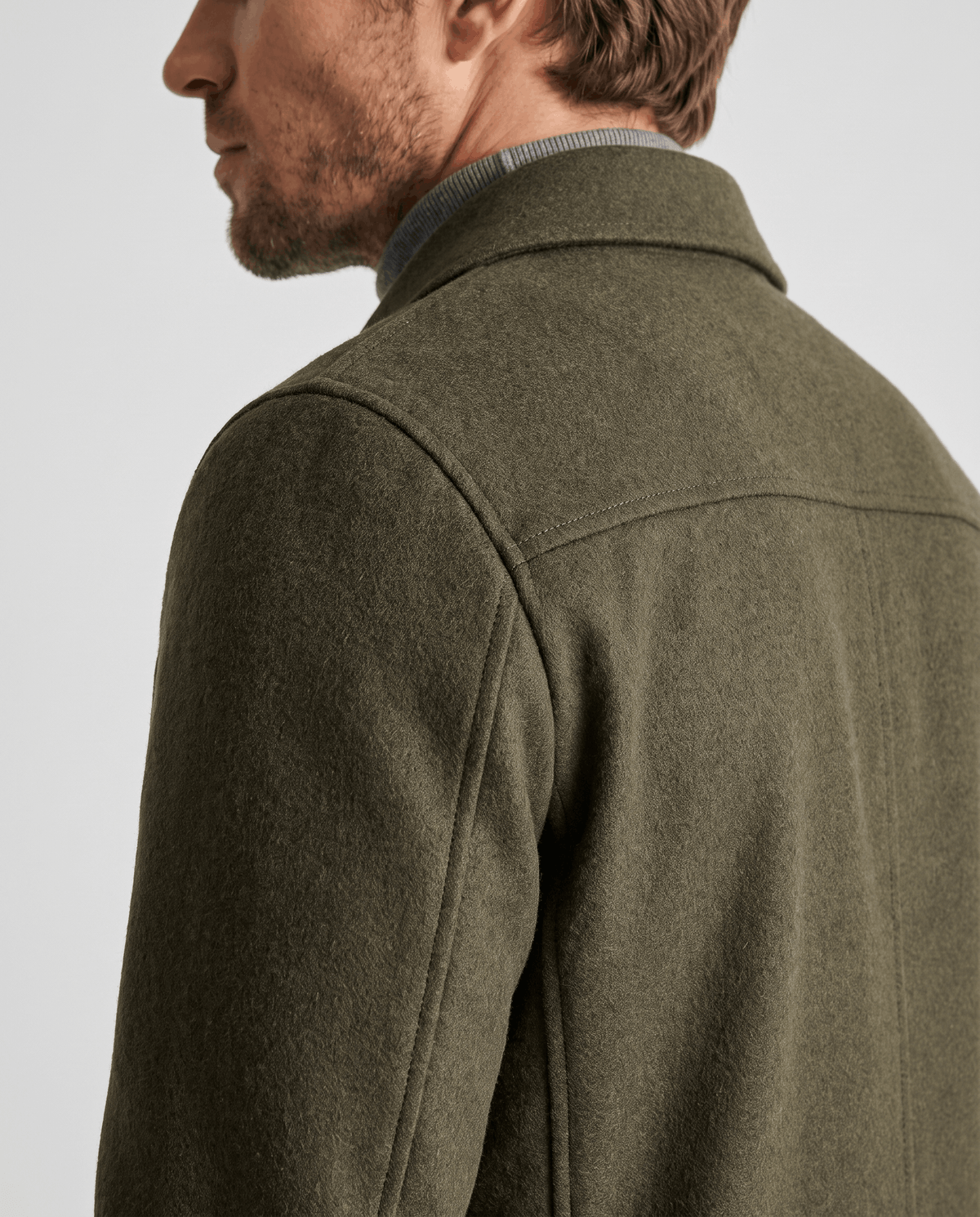 Wool-Blend Chore Jacket – Double-Faced, Point Collar & Flap Pockets | Osvaldo