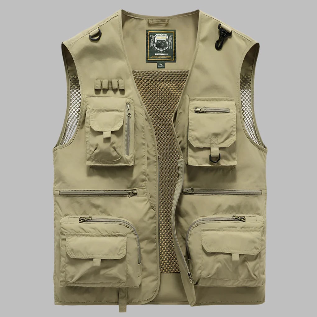 Men's Work Fishing Workwear Vest with Multi Pocket Cargo and Mesh Back