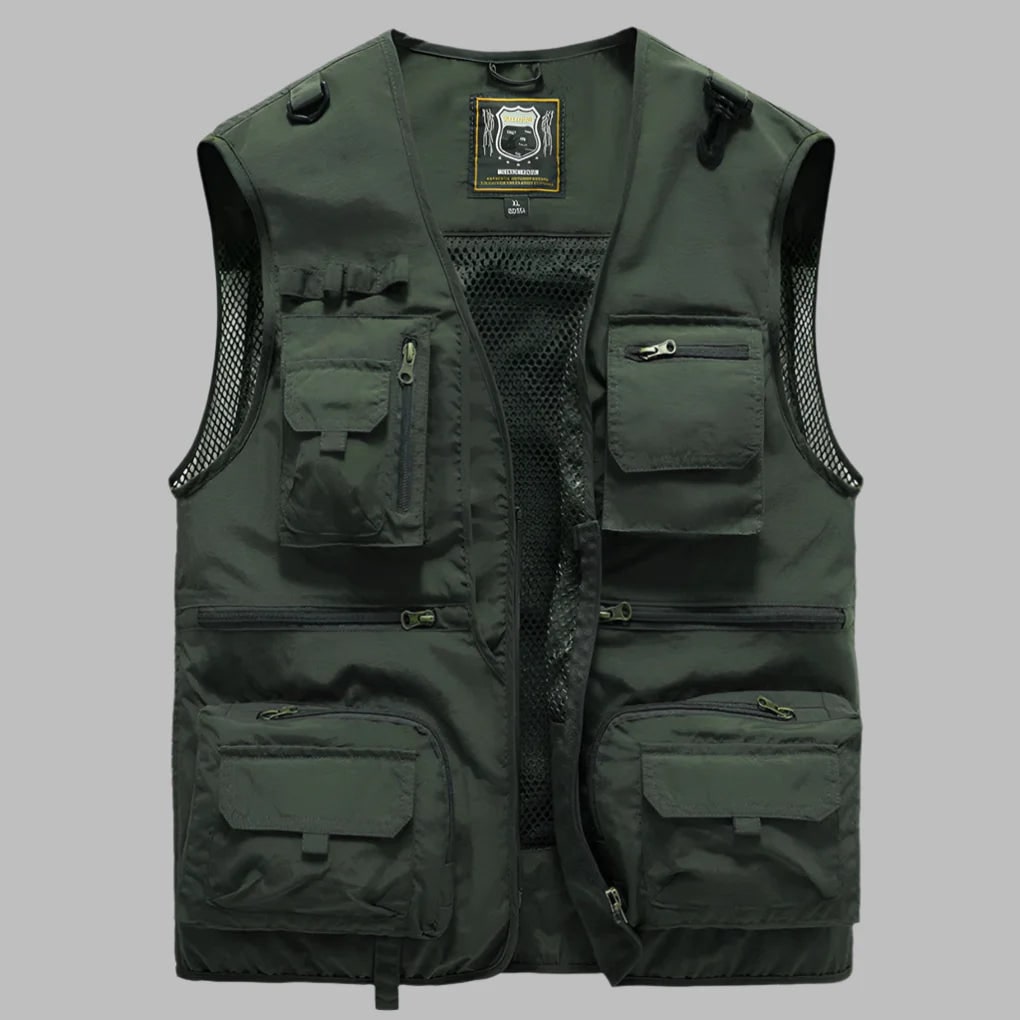 Men's Work Fishing Workwear Vest with Multi Pocket Cargo and Mesh Back