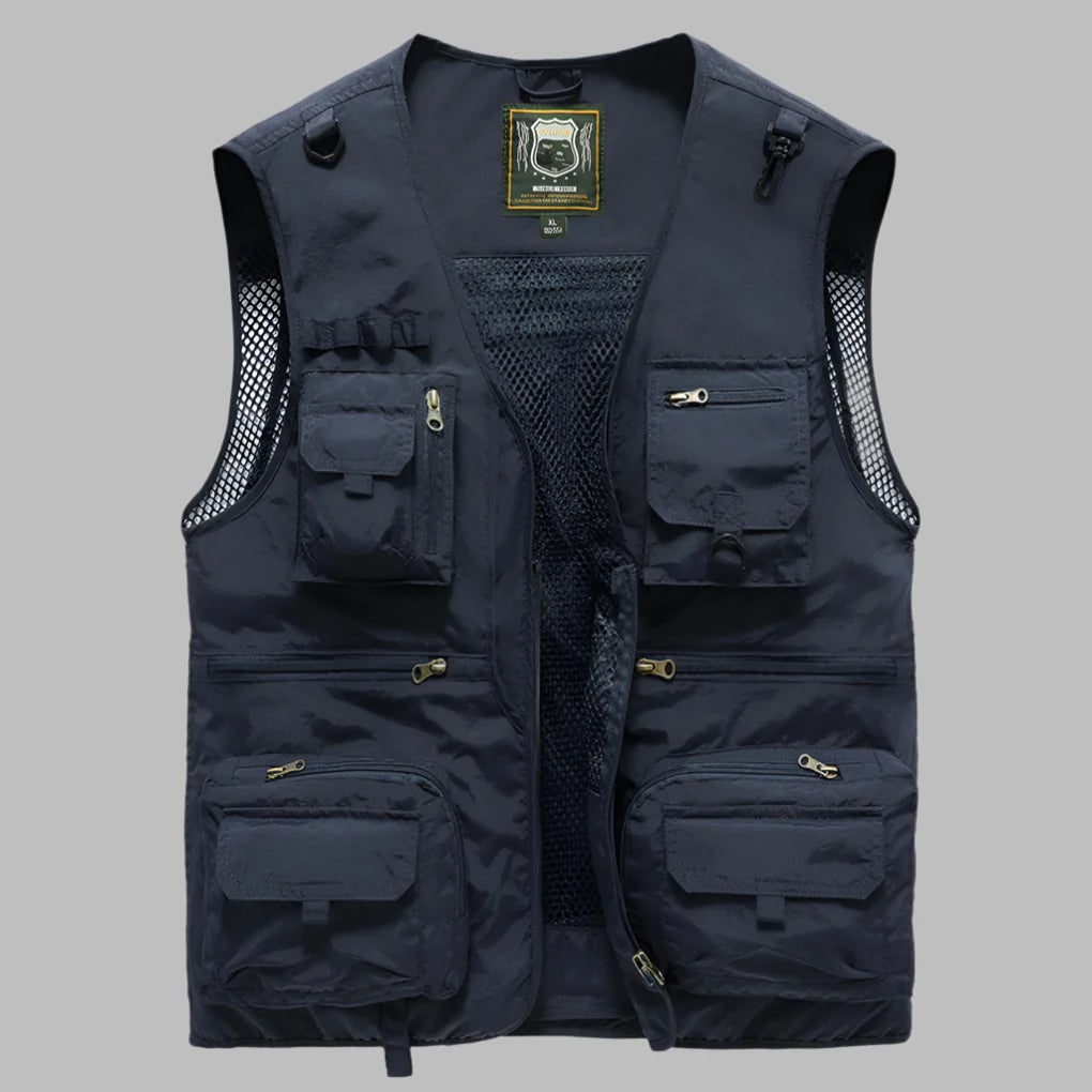 Men's Work Fishing Workwear Vest with Multi Pocket Cargo and Mesh Back