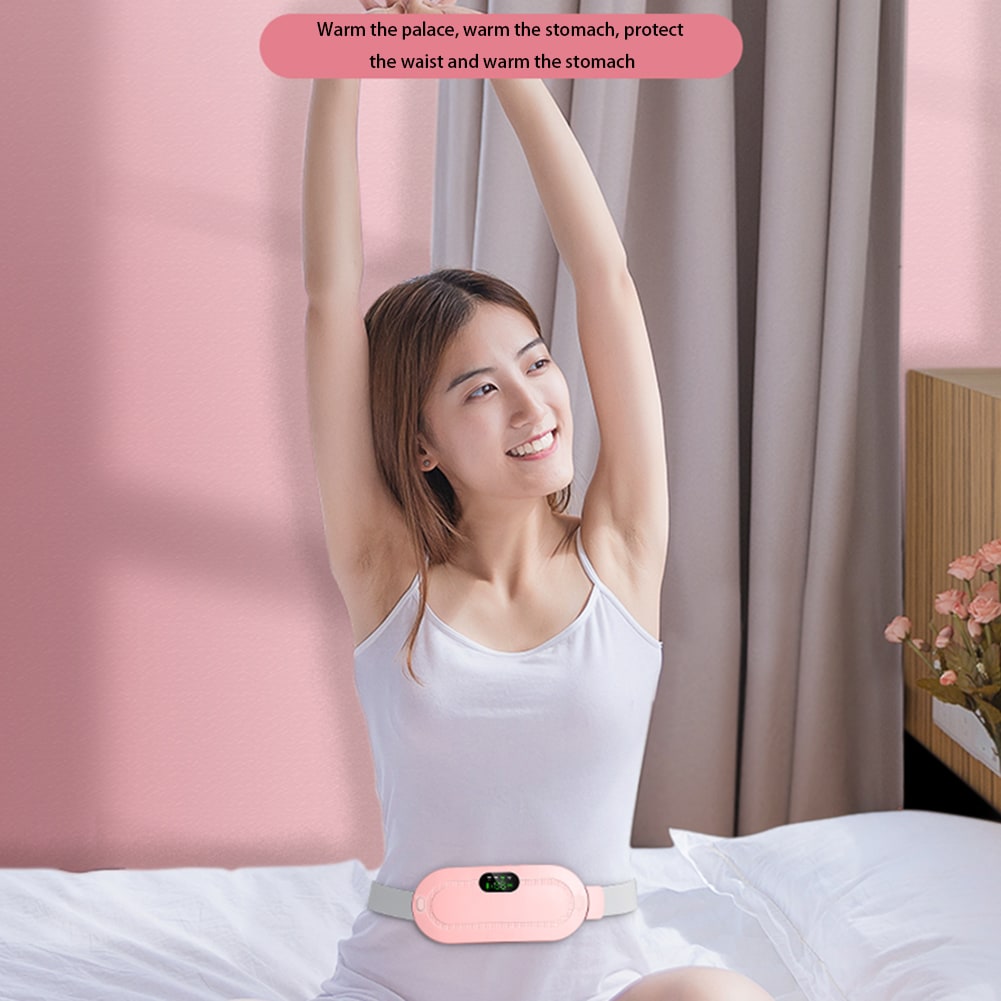 Menstrual Electric Heating Pad for Lower Back Vibrating Massage and Adjustable Strap