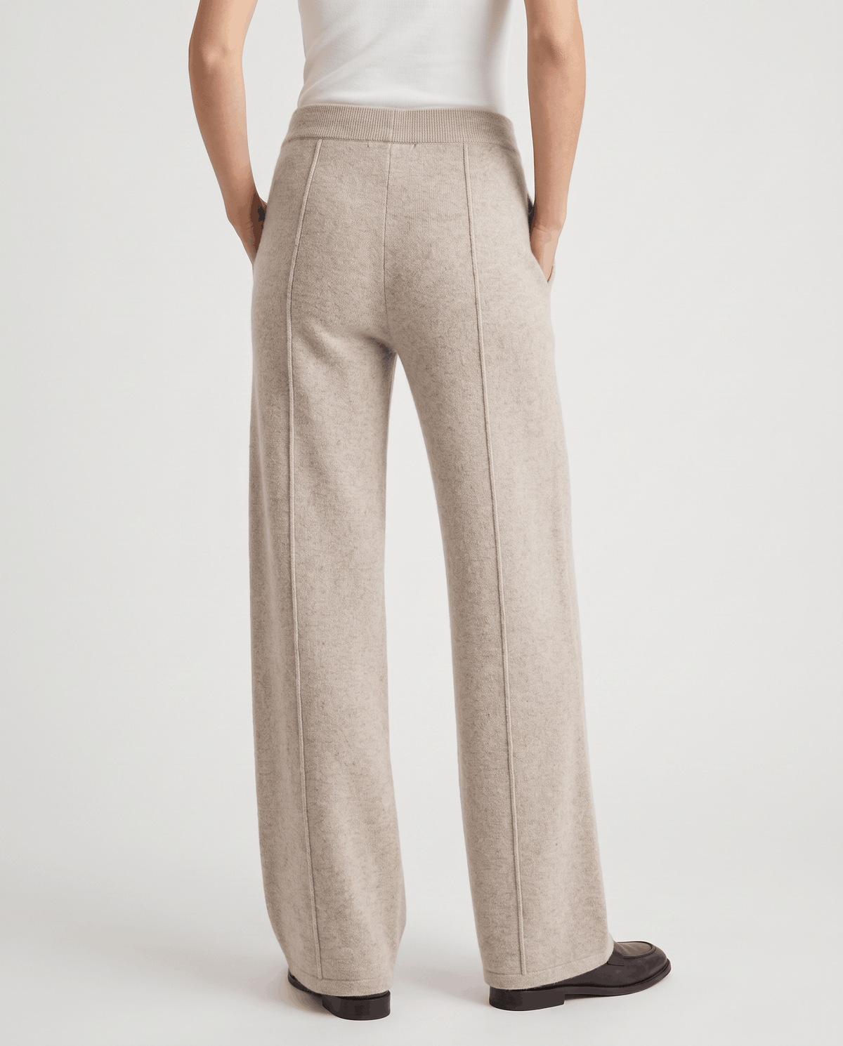 Merino Wool Wide-Leg Pants – High-Waisted, Drawstring Tie & Pintuck Seams | Ottilie