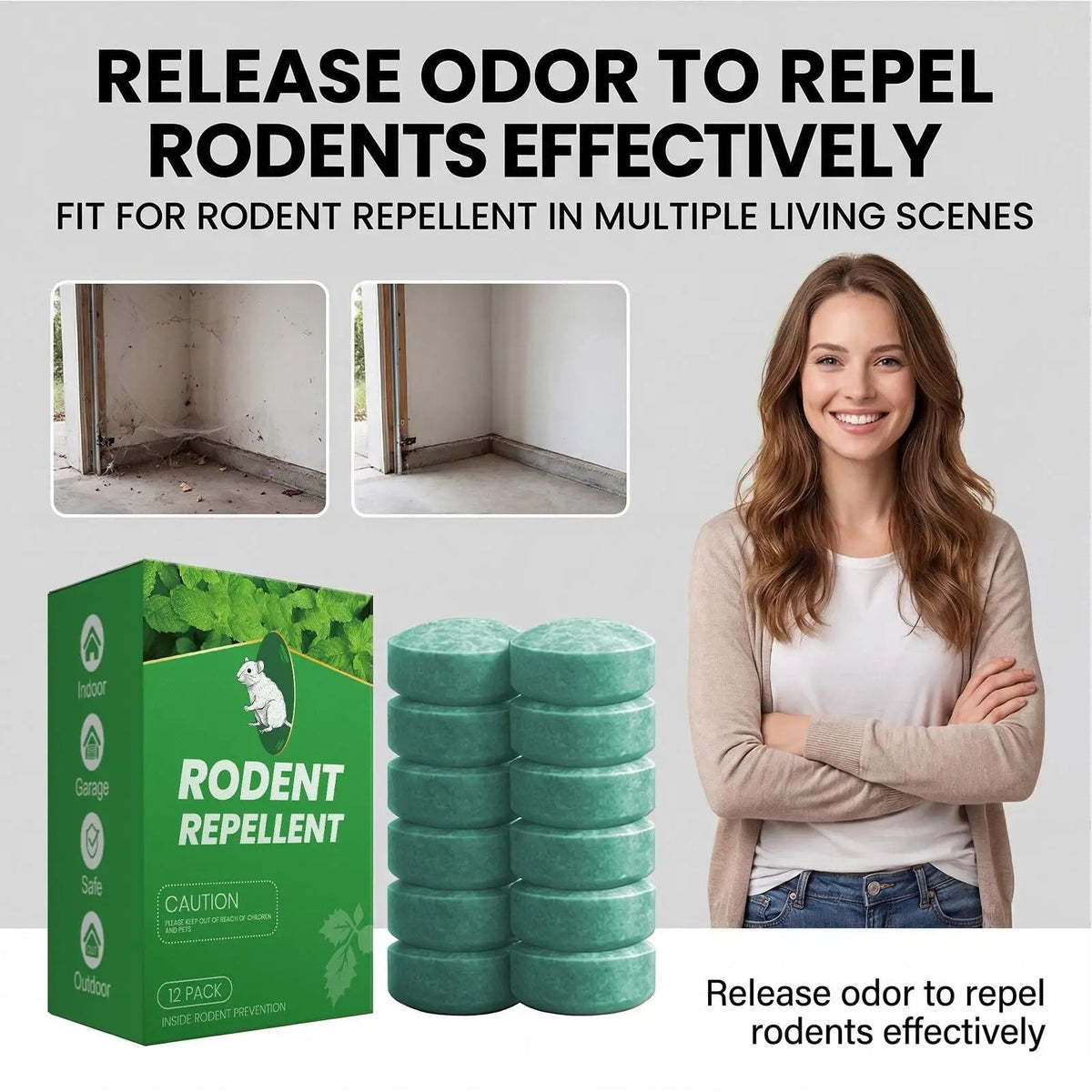 Mice and Rodent Repellent Tablets with Peppermint Oil Natural Deterrent 12 Pack
