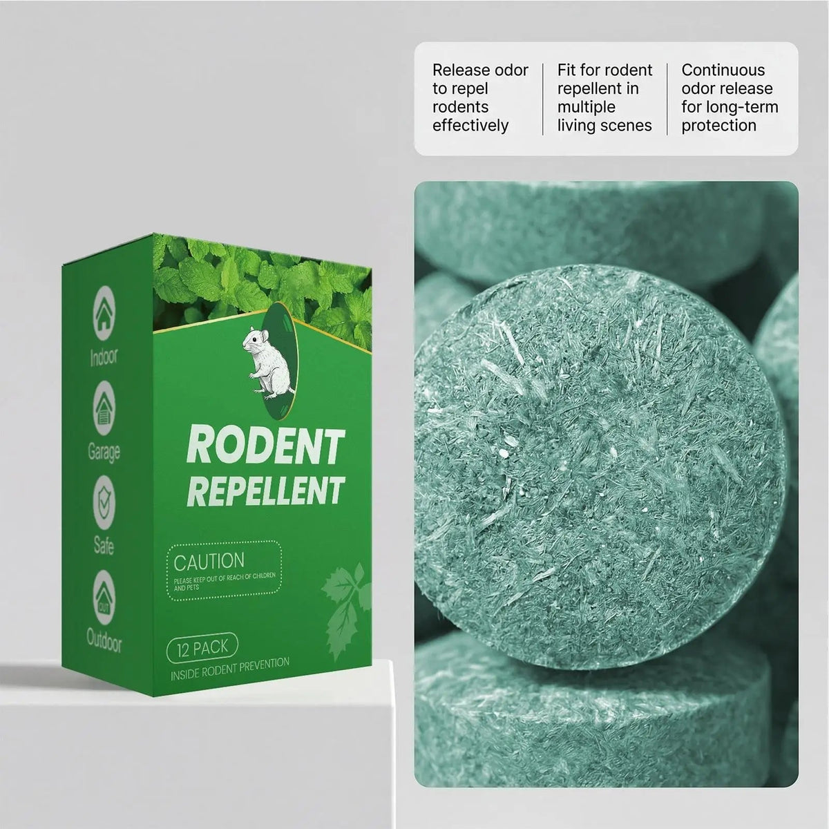 Mice and Rodent Repellent Tablets with Peppermint Oil Natural Deterrent 12 Pack