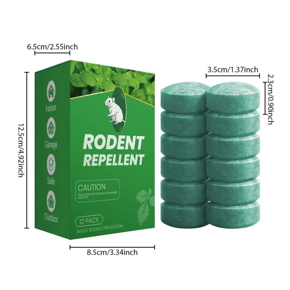Mice and Rodent Repellent Tablets with Peppermint Oil Natural Deterrent 12 Pack