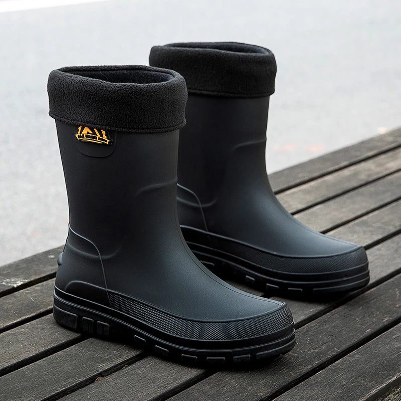 Mid-Calf Slip-Resistant Rain Boots for Men