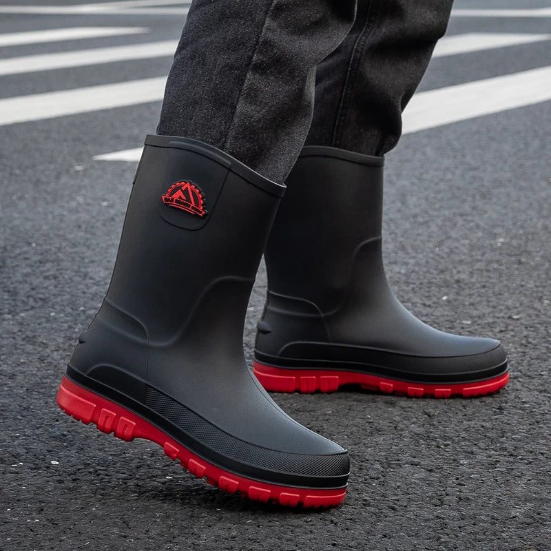 Mid-Calf Slip-Resistant Rain Boots for Men