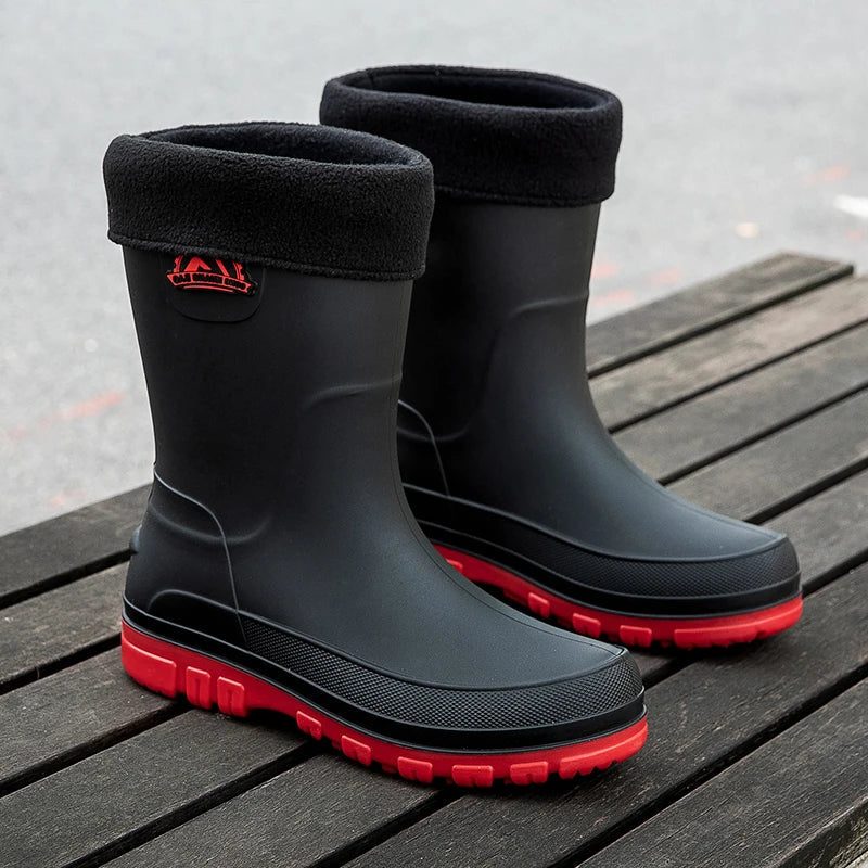 Mid-Calf Slip-Resistant Rain Boots for Men