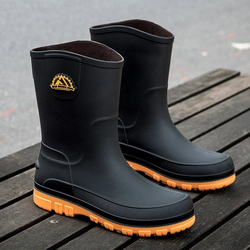 Mid-Calf Slip-Resistant Rain Boots for Men