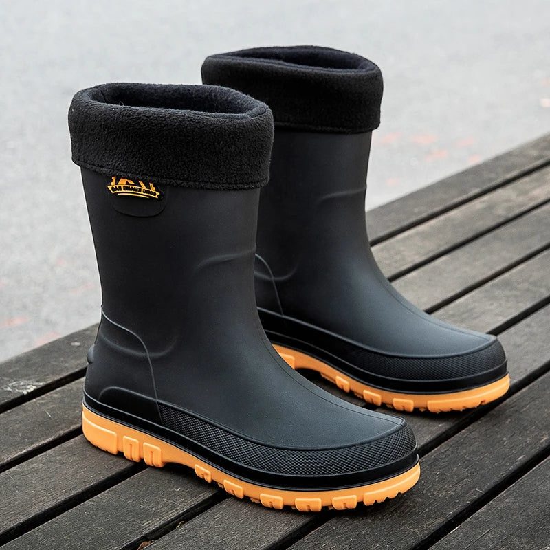 Mid-Calf Slip-Resistant Rain Boots for Men