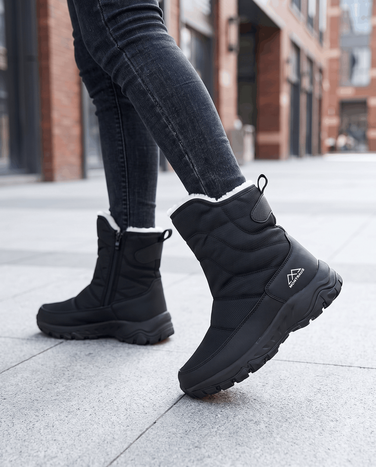 Mid-Calf Snow Boots – Fleece-Lined, Zip-Up & Lug Sole | Magnus