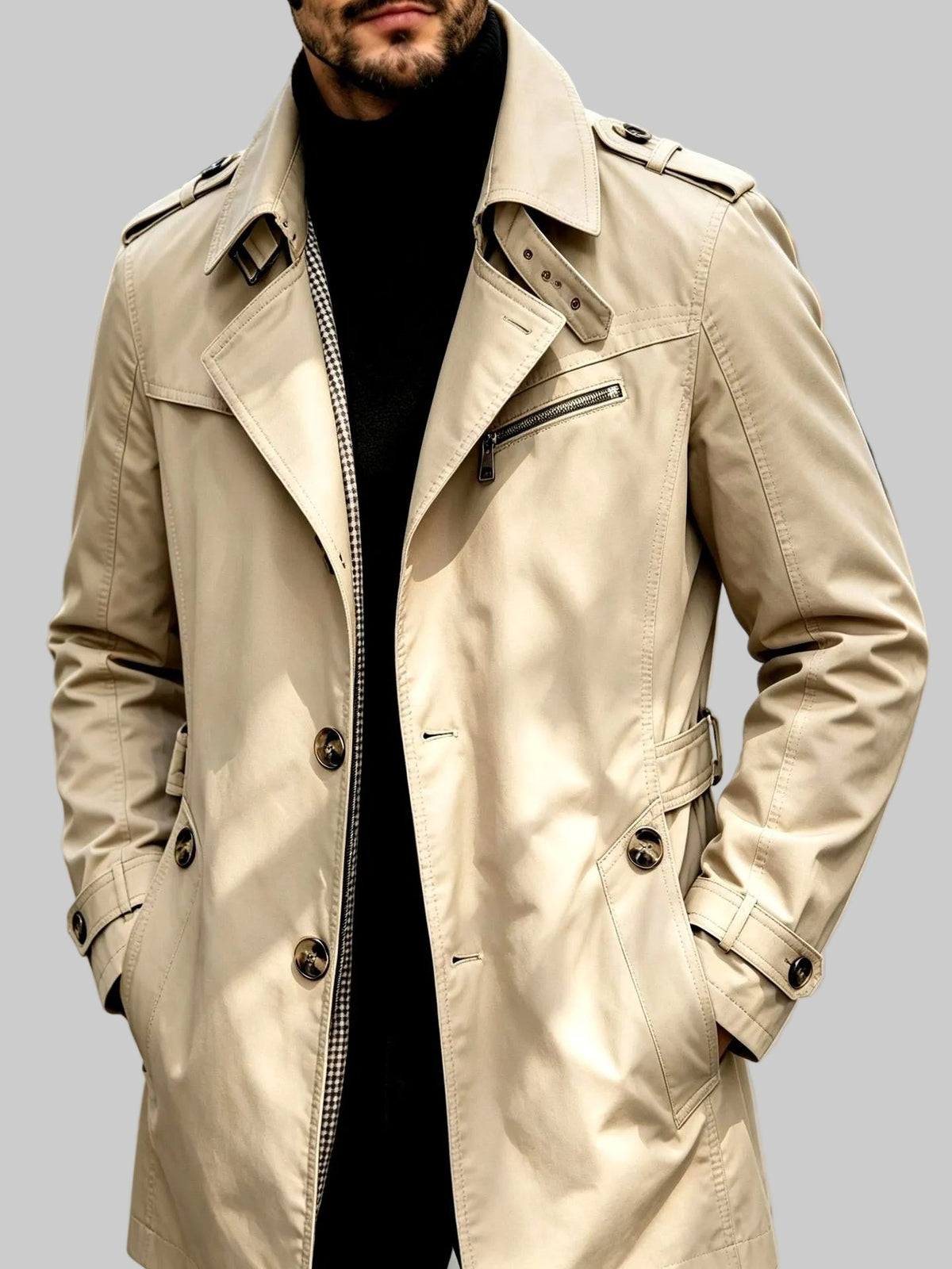 Miguel  - Men’s Double-Breasted Trench Coat