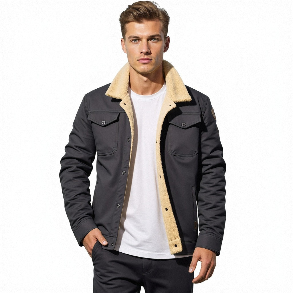 Walter | Men's Sherpa Lined Military Jacket Pockets Winter