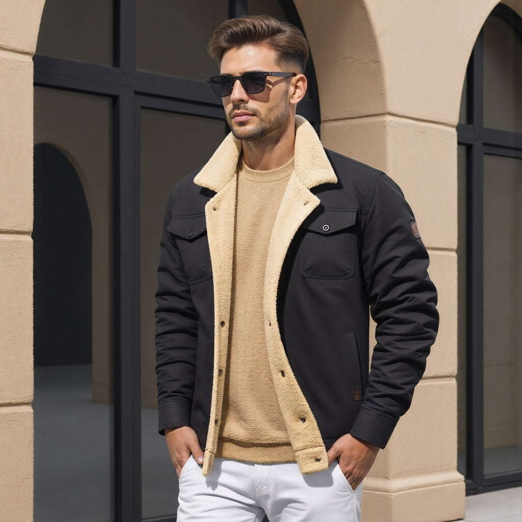 Walter | Men's Sherpa Lined Military Jacket Pockets Winter