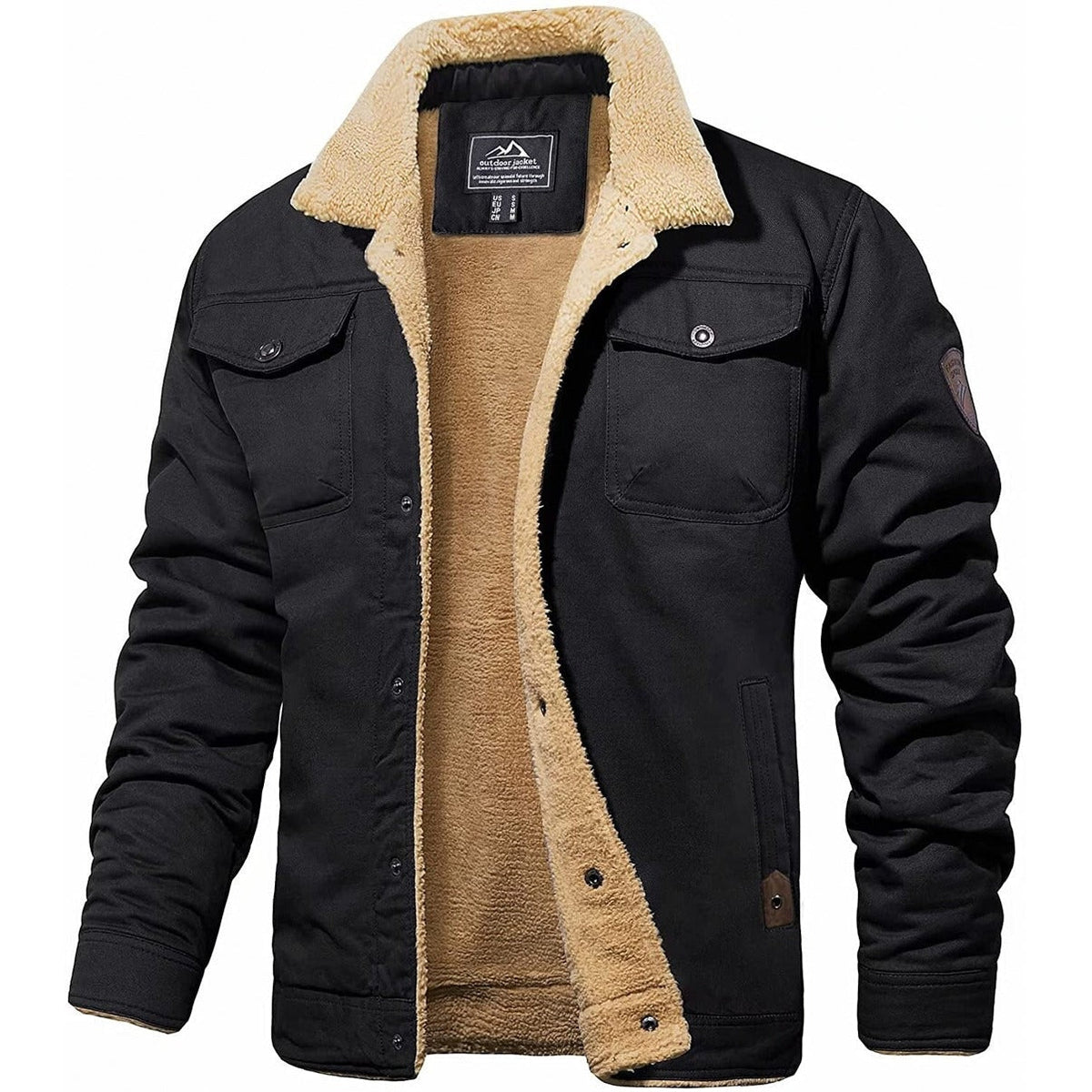 Walter | Men's Sherpa Lined Military Jacket Pockets Winter