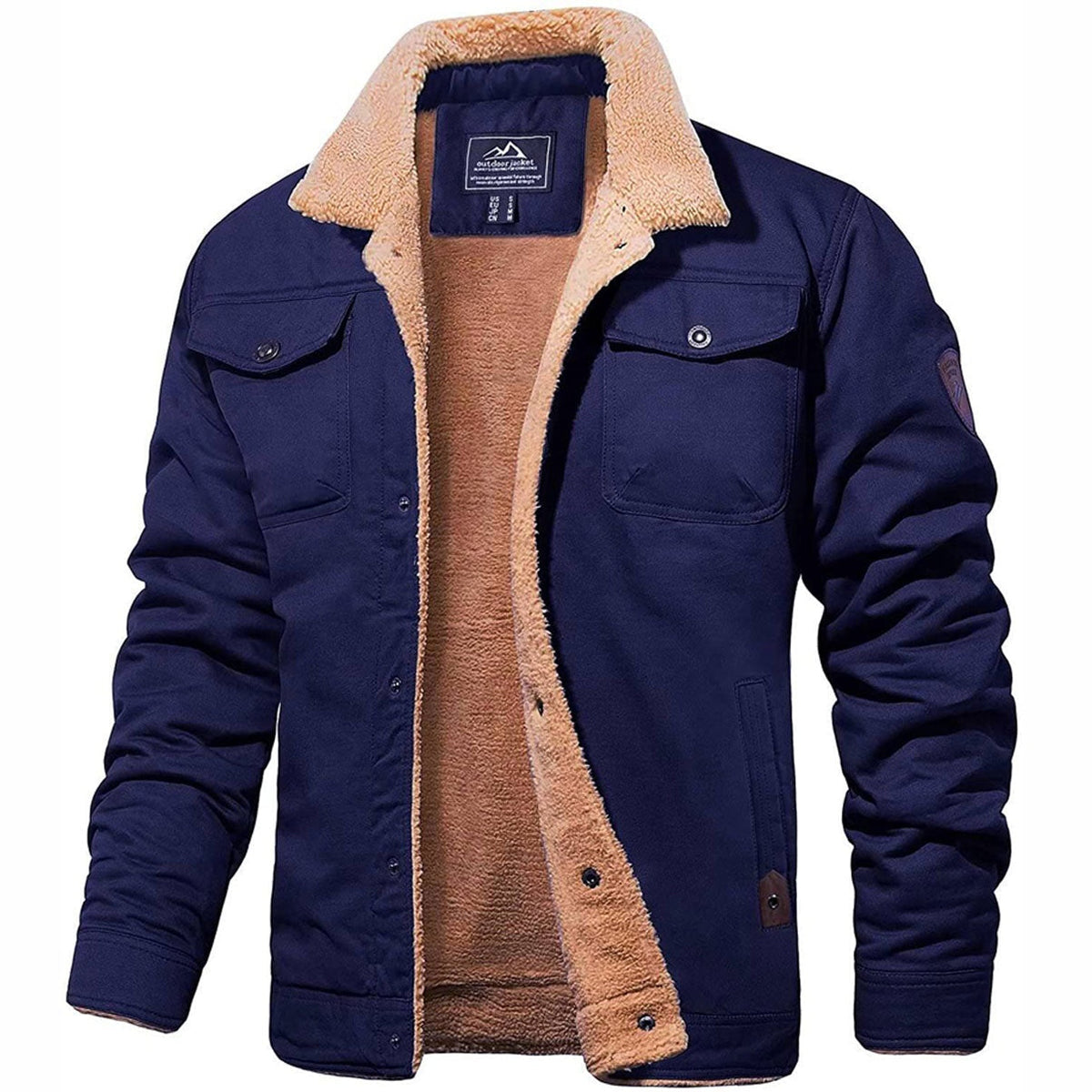 Walter | Men's Sherpa Lined Military Jacket Pockets Winter