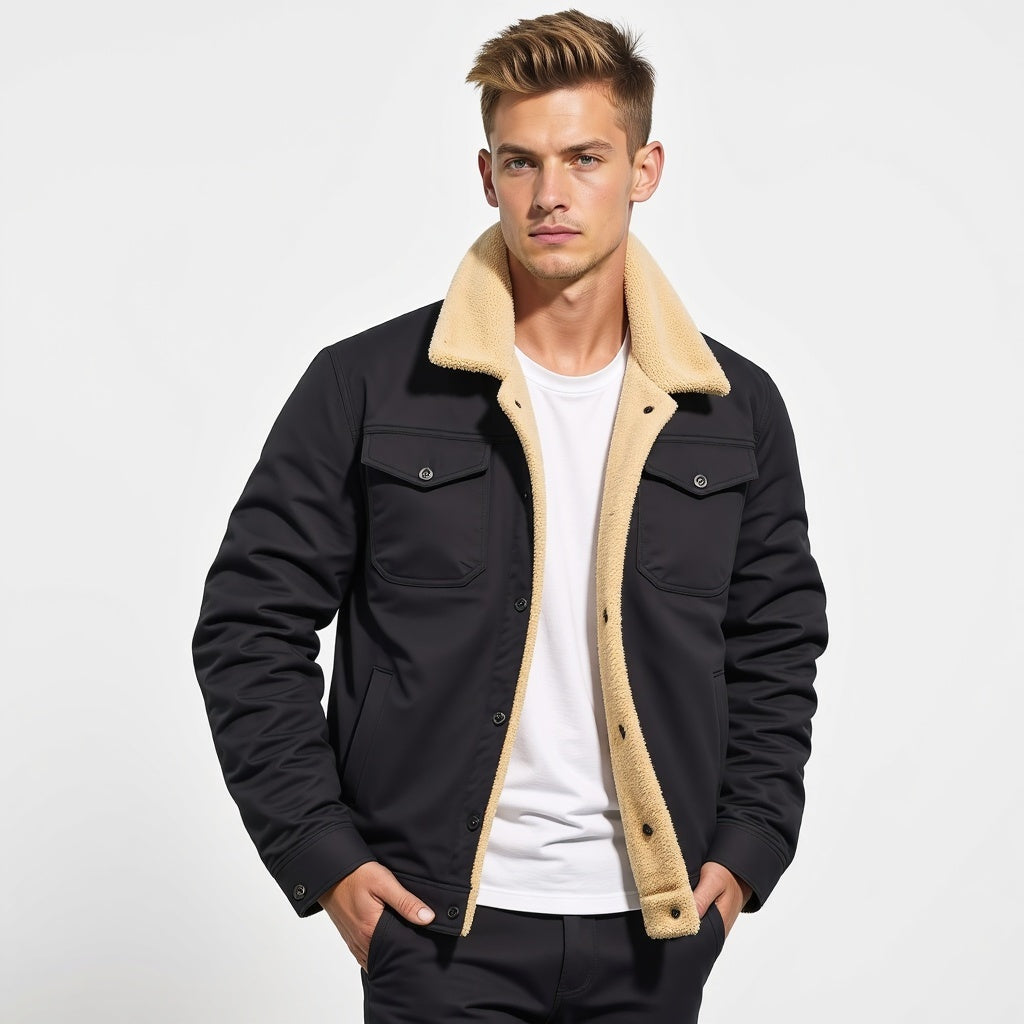 Walter | Men's Sherpa Lined Military Jacket Pockets Winter