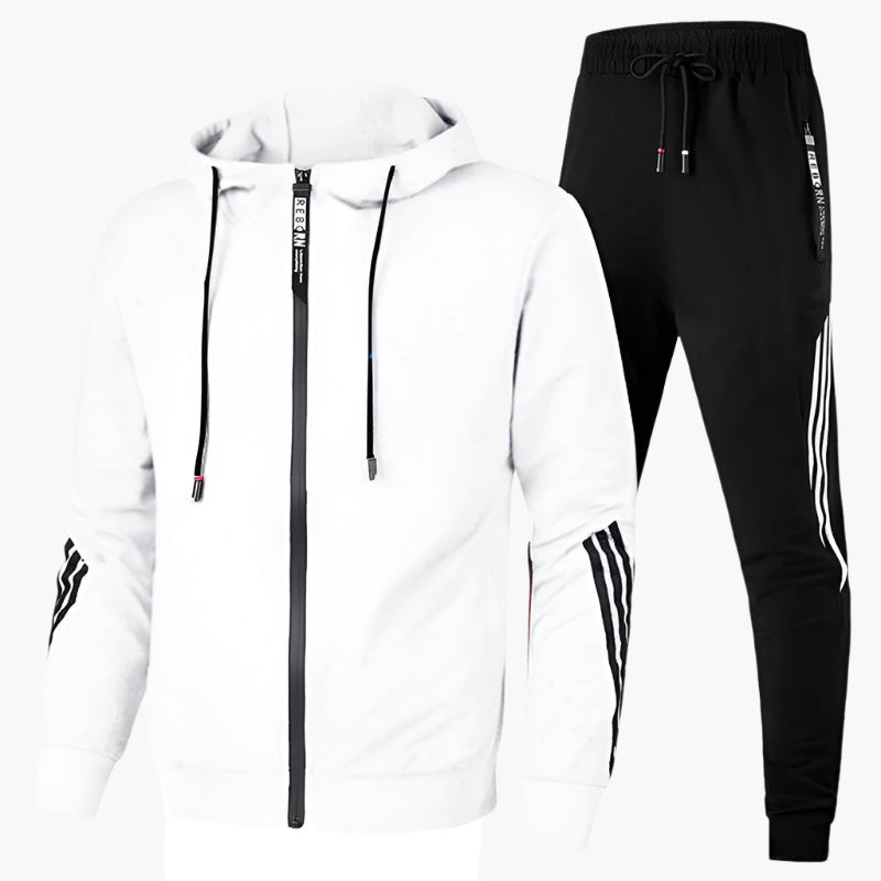 Anthony | Men's Hooded Tracksuit Zip Up Striped Set