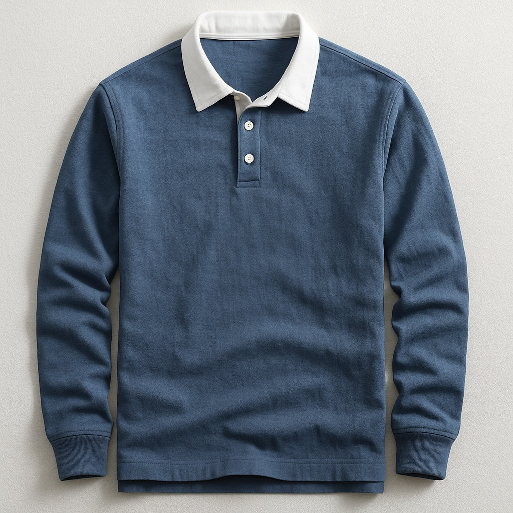 Graham | Men's Knit Long Sleeve Polo Sweater Contrast Collar