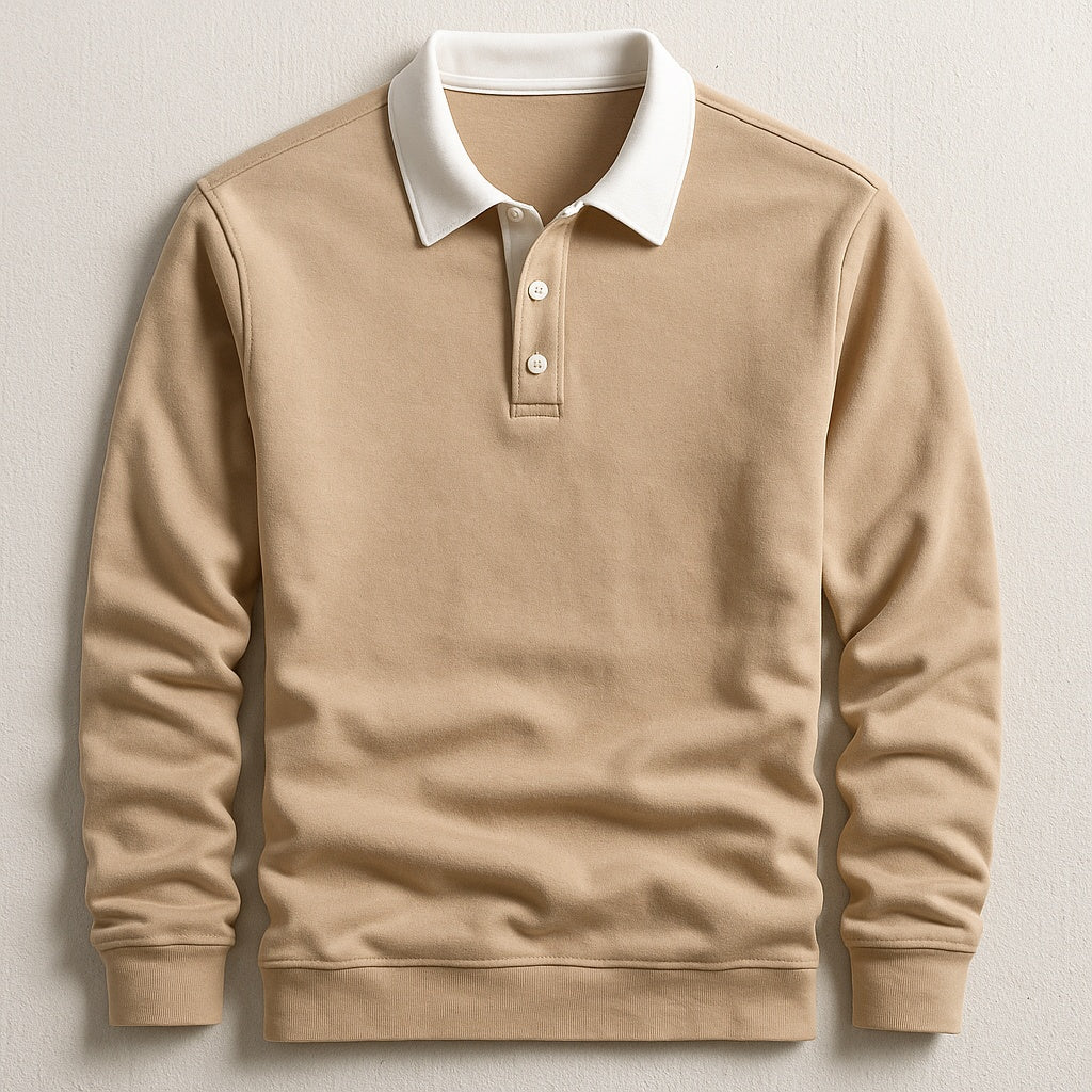 Graham | Men's Knit Long Sleeve Polo Sweater Contrast Collar