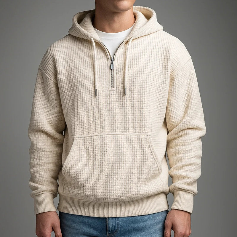 Aiden | Men's Waffle Knit Half Zip Hoodie Pullover