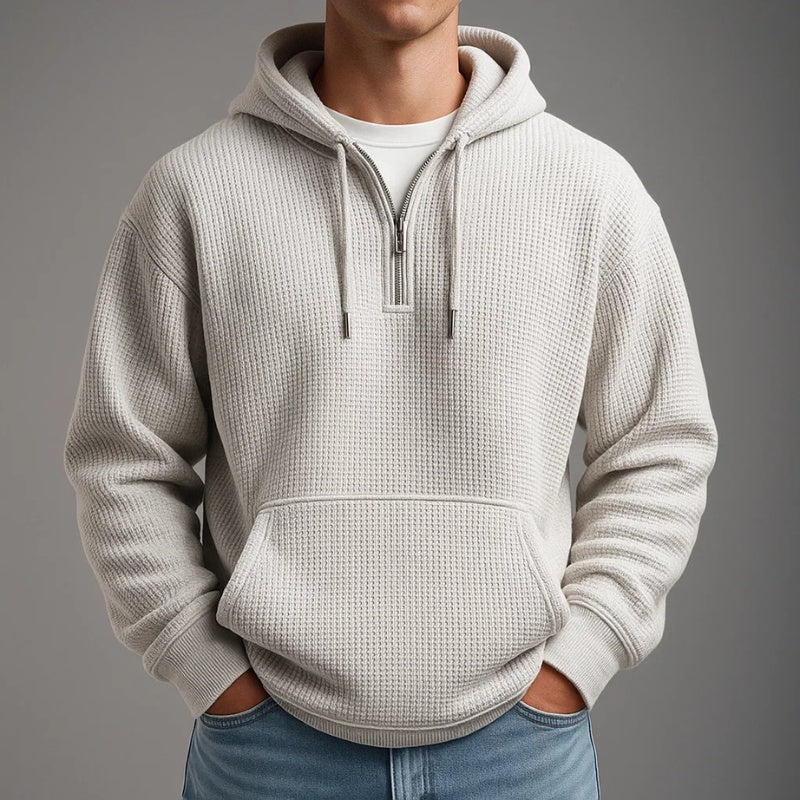 Aiden | Men's Waffle Knit Half Zip Hoodie Pullover