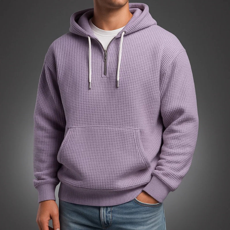 Aiden | Men's Waffle Knit Half Zip Hoodie Pullover