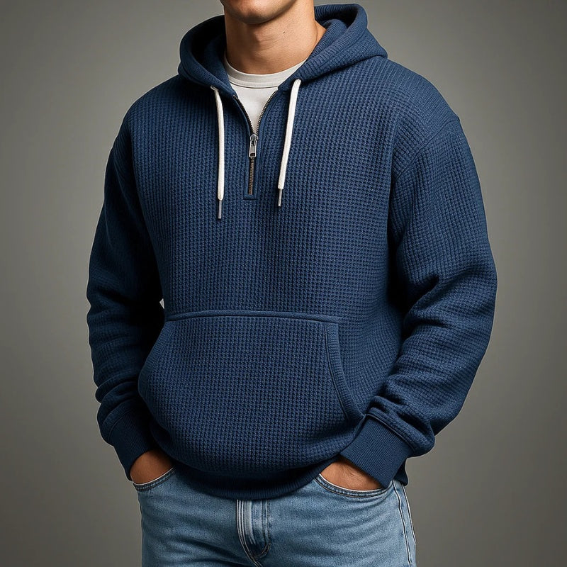 Aiden | Men's Waffle Knit Half Zip Hoodie Pullover