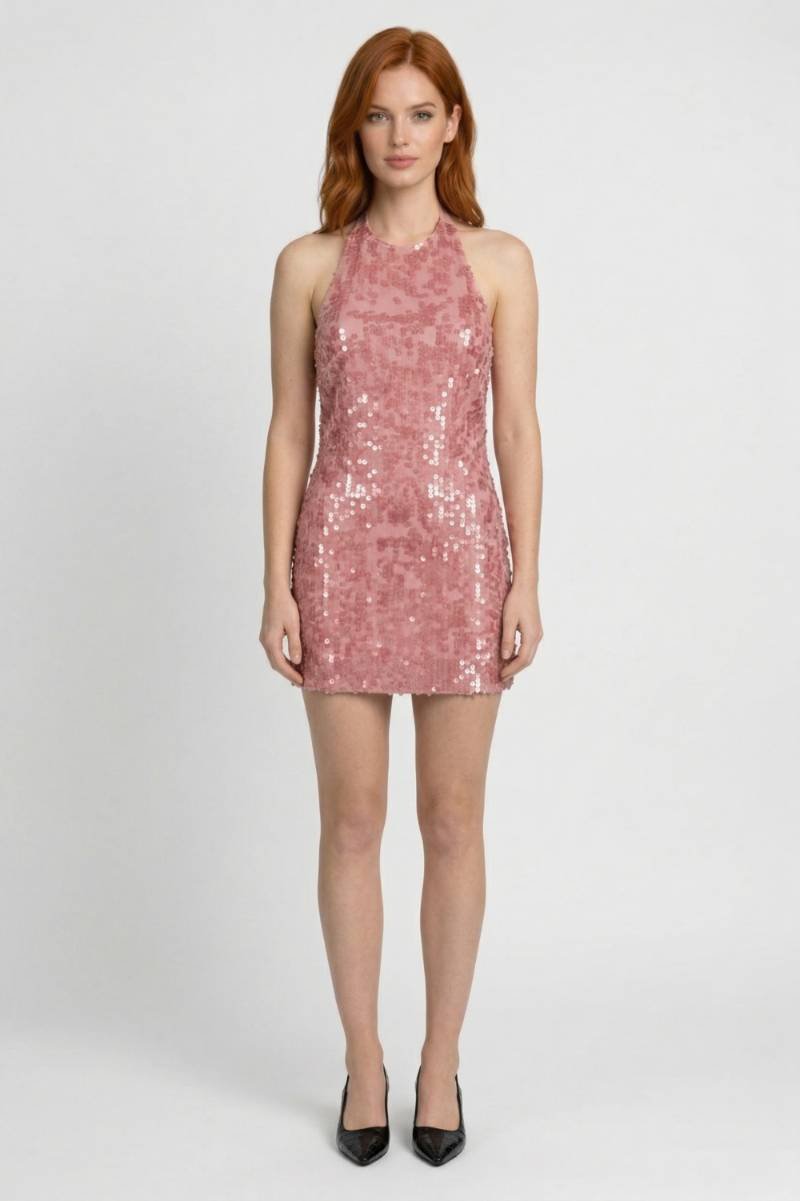 Women's Sequin Halter Mini Dress