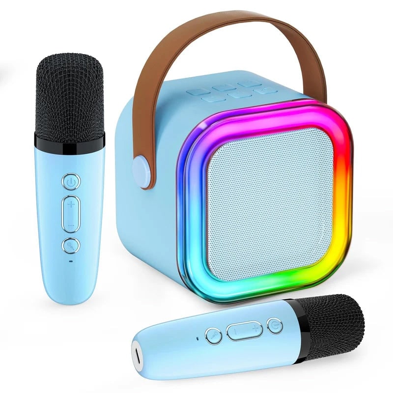 Mini Karaoke Machine with Wireless Microphones and Portable Bluetooth Speaker