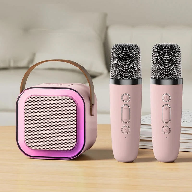 Mini Karaoke Machine with Wireless Microphones and Portable Bluetooth Speaker