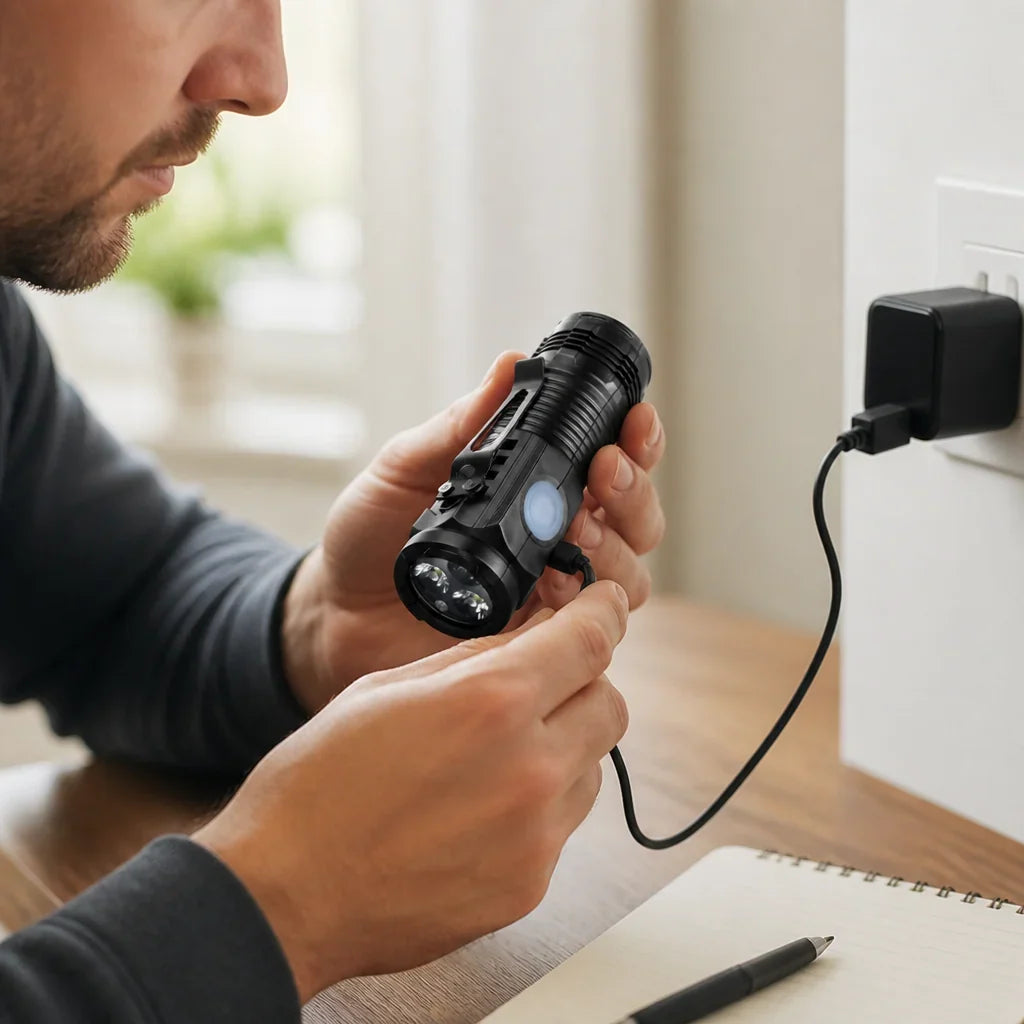 Mini LED Flashlight | Triple LED & USB-C Rechargeable | 500m Range
