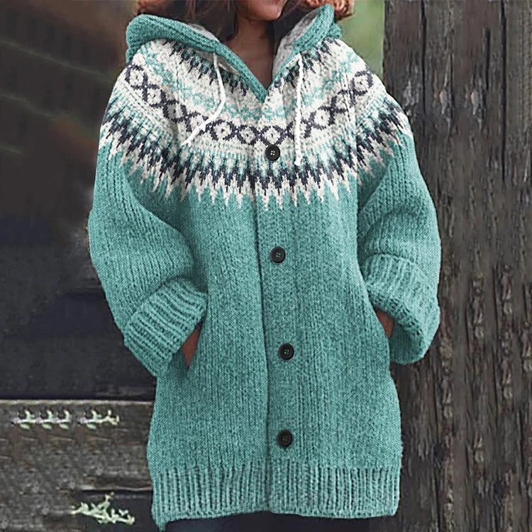 Allison | Women's Long Striped Sweater Hooded Knit