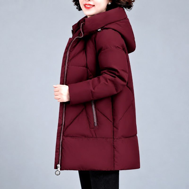 Miya - Women's Chevron Panel Hooded Winter Coat