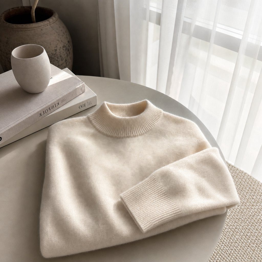 Ribbed Knit Mock Neck Sweater for Men
