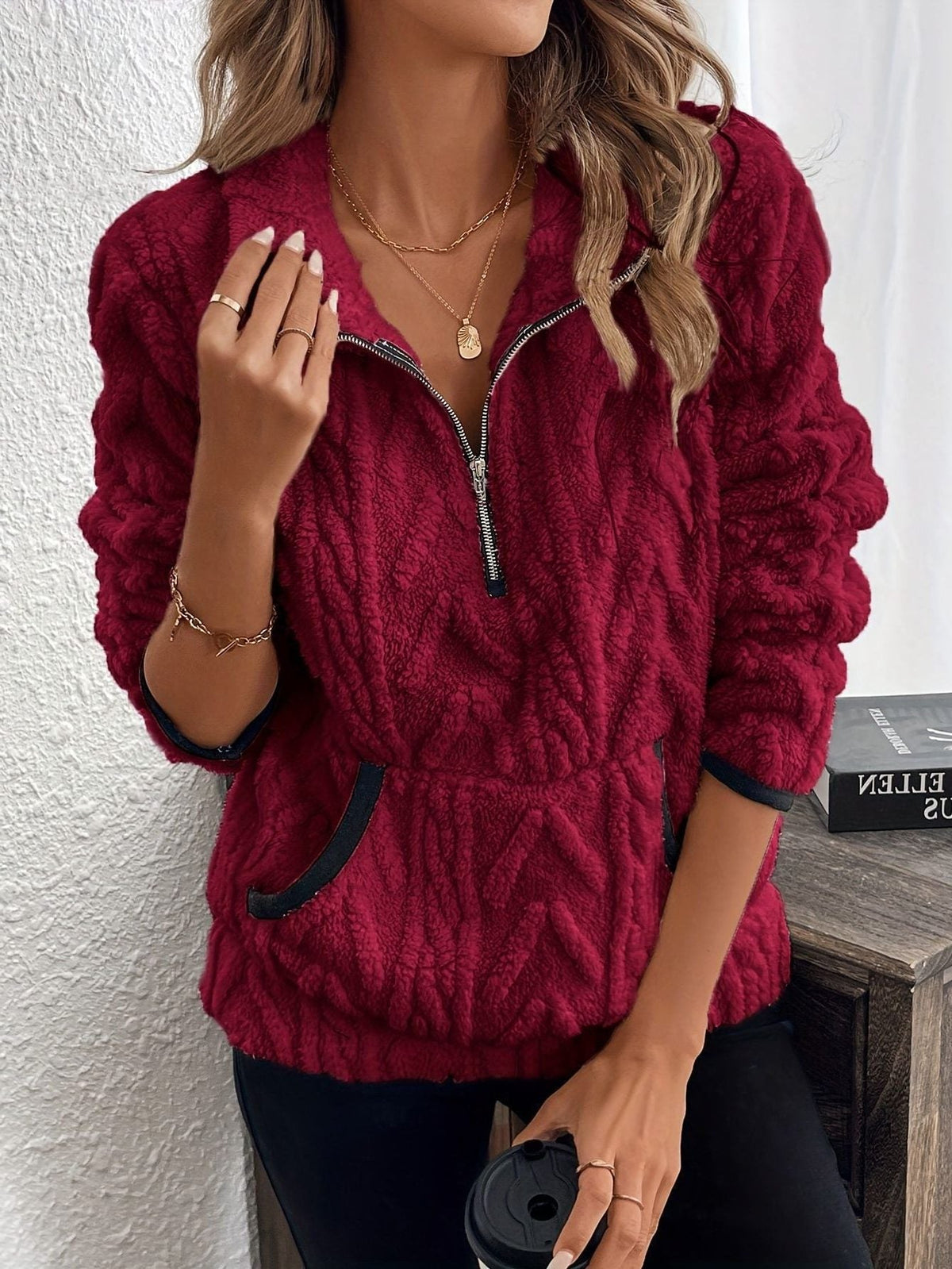 Modesta | Women's Fleece Quarter Zip Jacket with Pockets