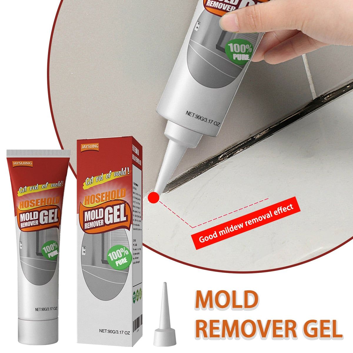 Mold and Mildew Remover Professional Gel with Precision Nozzle for Bathroom Tile Grout