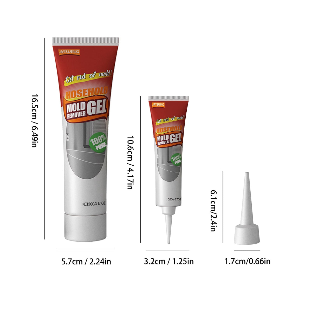 Mold and Mildew Remover Professional Gel with Precision Nozzle for Bathroom Tile Grout