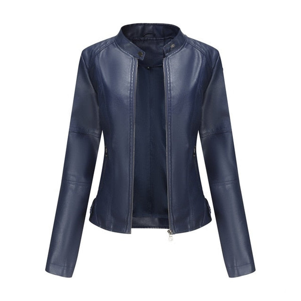 Ava | Women's Faux Leather Jacket Moto Stand Collar Zipper
