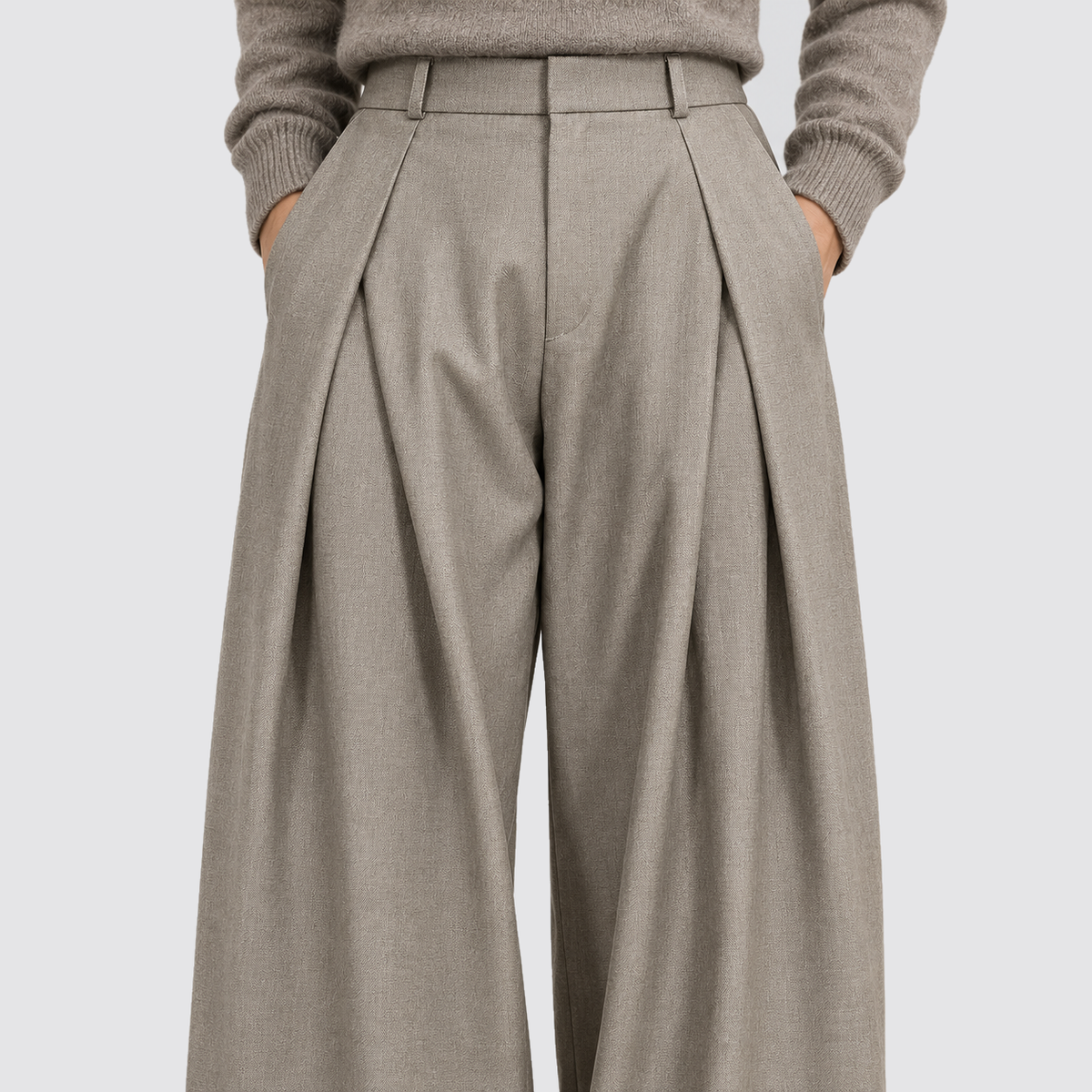 Men's High-Waisted Pleated Wide-Leg Pants