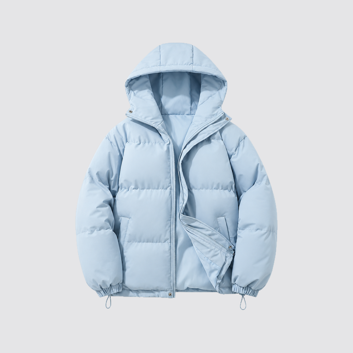 Women's Hooded Puffer Jacket with Zip Front