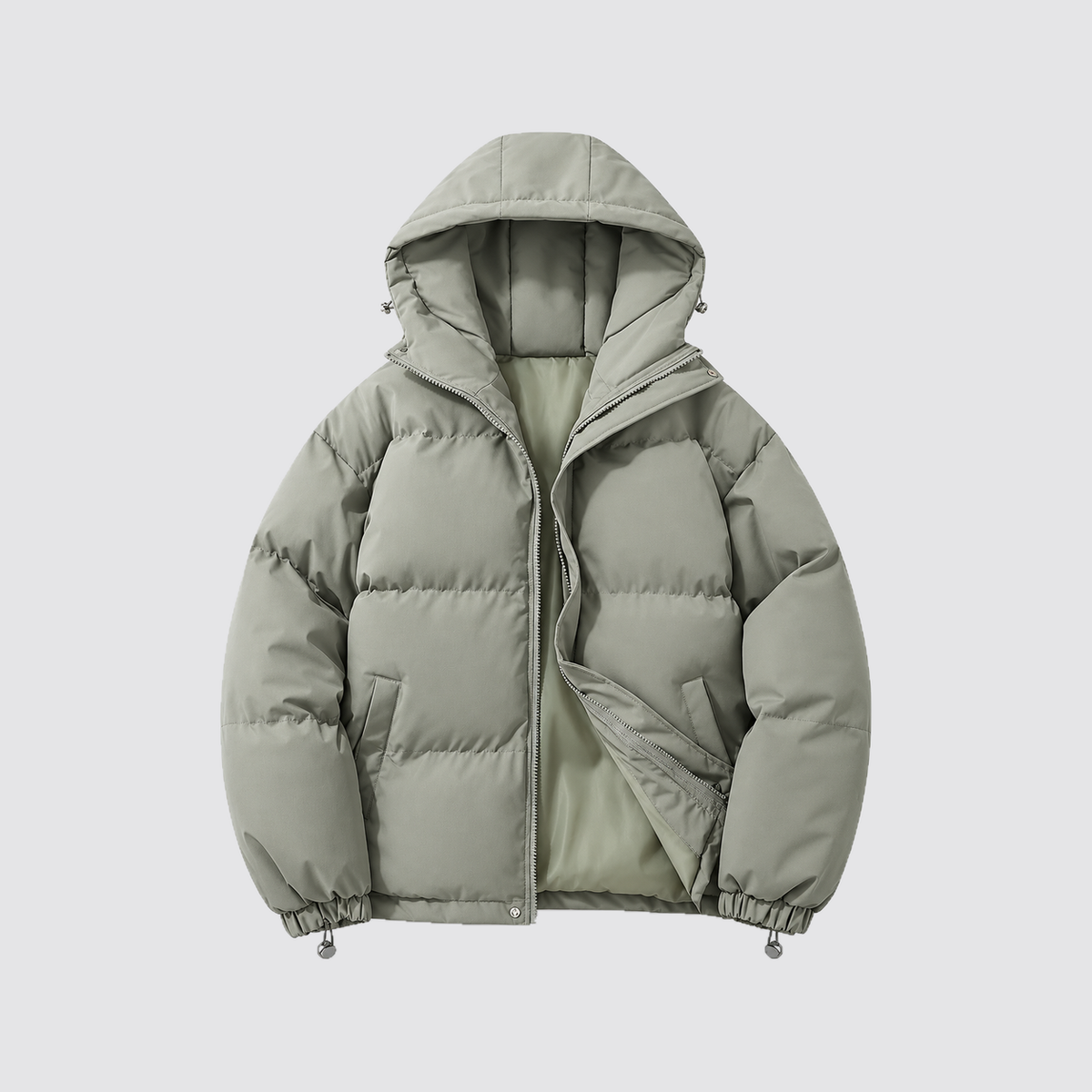 Women's Hooded Puffer Jacket with Zip Front
